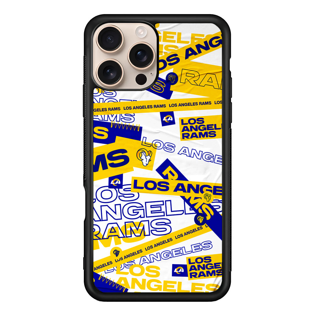 NFL Los Angeles Rams Logo Pattern iPhone 16 Pro Max Case - iPhone 16 Pro Max