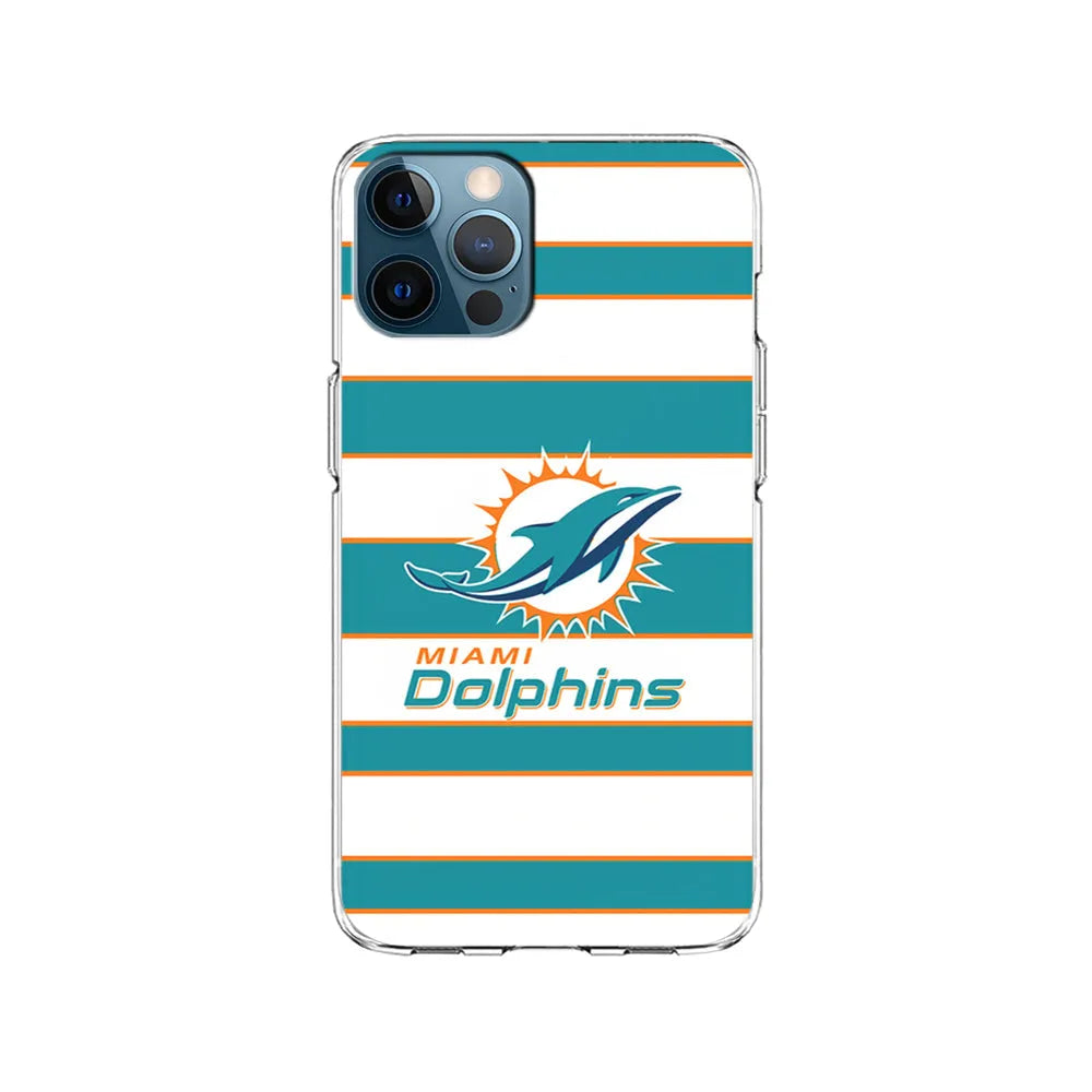 NFL Miami Dolphins White Stripe iPhone 13 Pro Case-Clear Soft Case-Xtracase