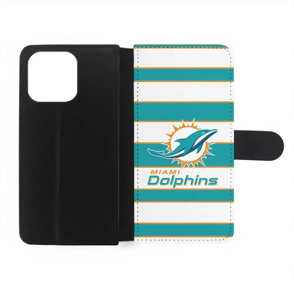 NFL Miami Dolphins White Stripe iPhone 15 Pro Max Case-Flip Wallet Case-Xtracase