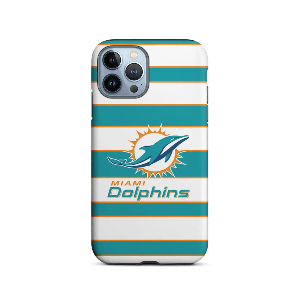 NFL Miami Dolphins White Stripe iPhone 13 Pro Case-2 in 1 Tough Case-Xtracase