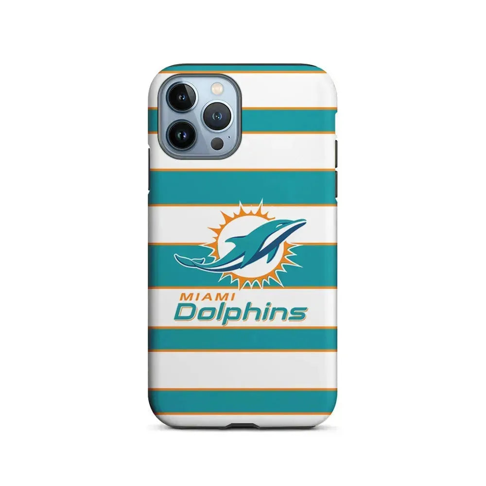 NFL Miami Dolphins White Stripe iPhone 15 Pro Max Case-2 in 1 Tough Case-Xtracase