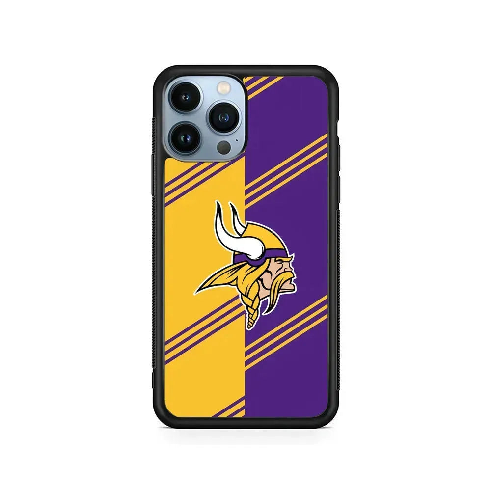 NFL Minnesota Vikings Logo iPhone 15 Pro Max Case-Rubber / Black (2D Case)-Xtracase
