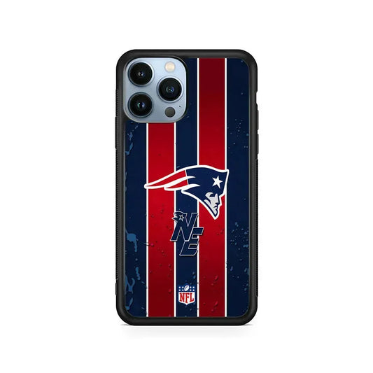NFL New England Patriots Flag Line iPhone 15 Pro Max Case-Rubber / Black (2D Case)-Xtracase