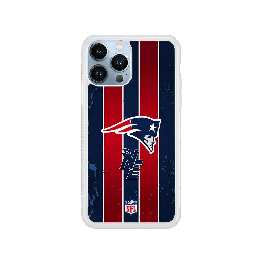 NFL New England Patriots Flag Line iPhone 15 Pro Max Case-Rubber / White (2D Case)-Xtracase