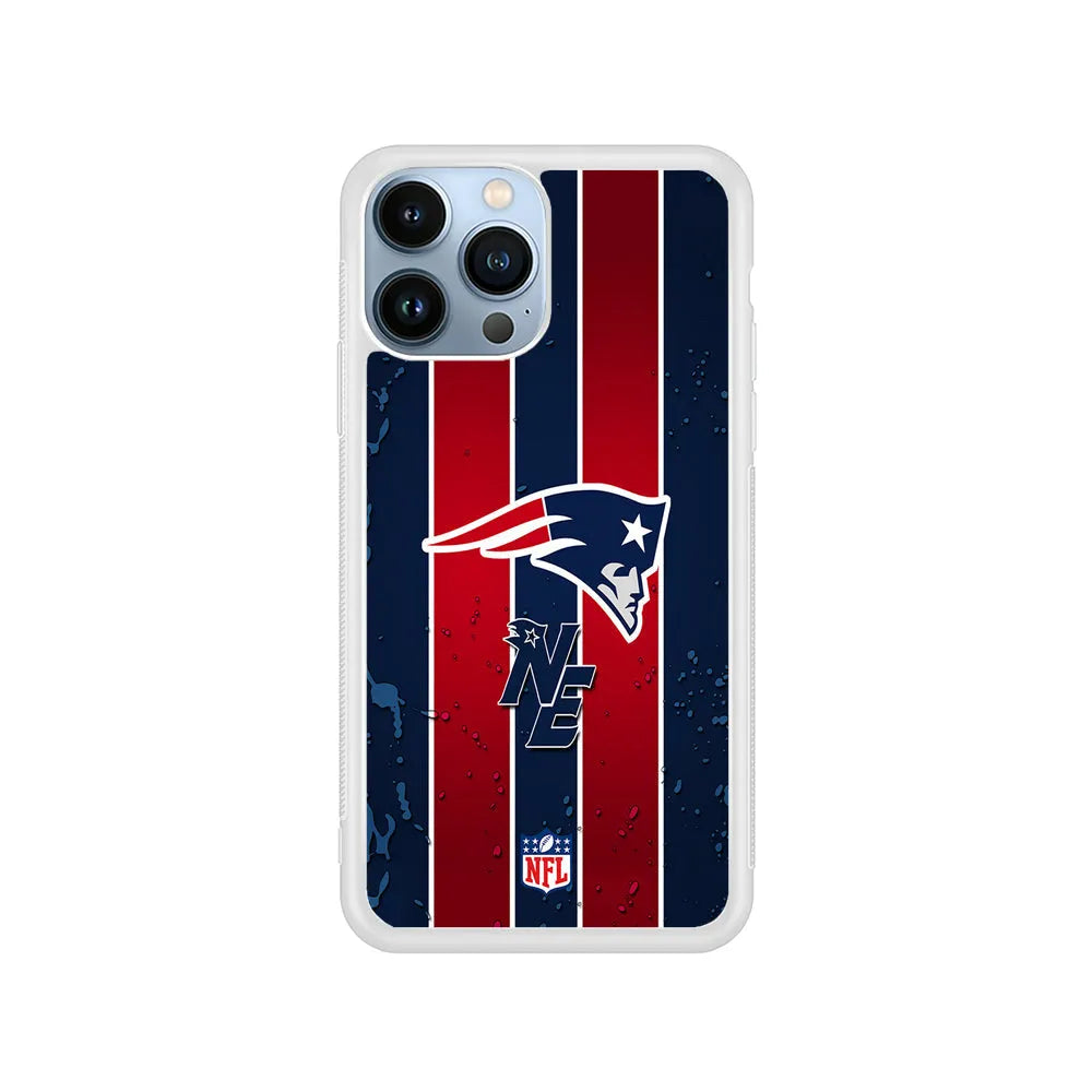 NFL New England Patriots Flag Line iPhone 13 Pro Case-Rubber / White (2D Case)-Xtracase