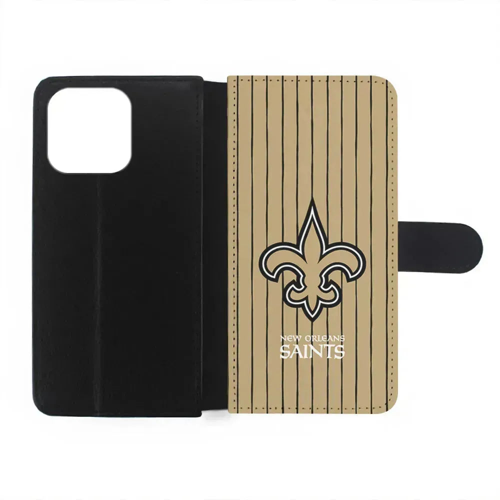 NFL New Orleans Saints Striped iPhone 15 Pro Max Case-Flip Wallet Case-Xtracase