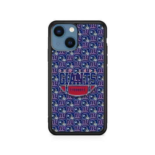 NFL New York Giants Wall Patern iPhone 13 Mini Case-Rubber / Black (2D Case)-Xtracase
