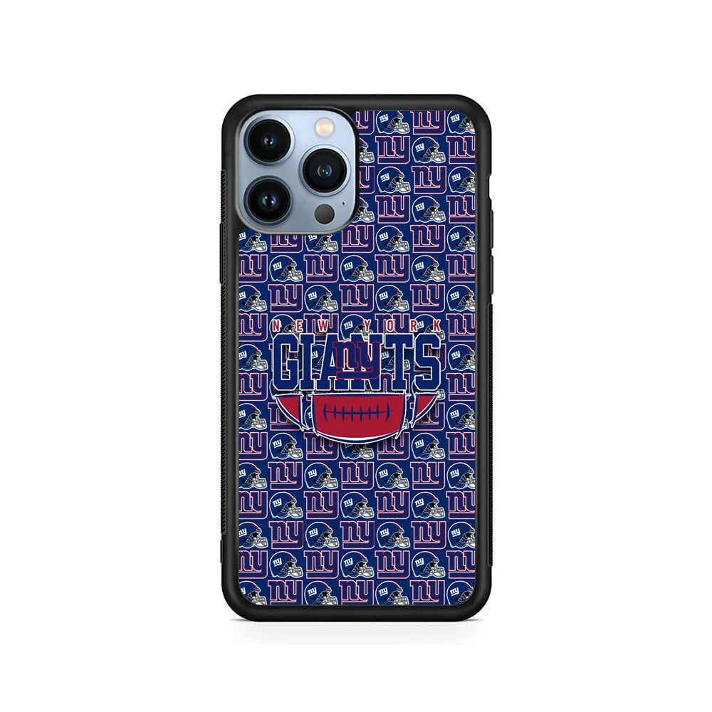 NFL New York Giants Wall Patern iPhone 13 Pro Max Case-Rubber / Black (2D Case)-Xtracase