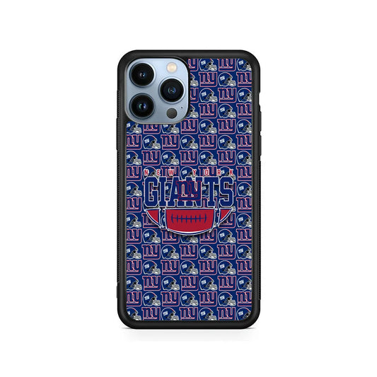 NFL New York Giants Wall Patern iPhone 13 Pro Max Case-Rubber / Black (2D Case)-Xtracase
