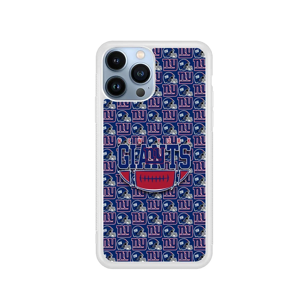 NFL New York Giants Wall Patern iPhone 13 Pro Case-Rubber / White (2D Case)-Xtracase