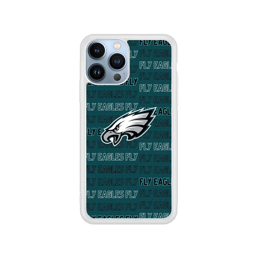 NFL Philadelphia Eagles Fly iPhone 13 Pro Case-Rubber / White (2D Case)-Xtracase