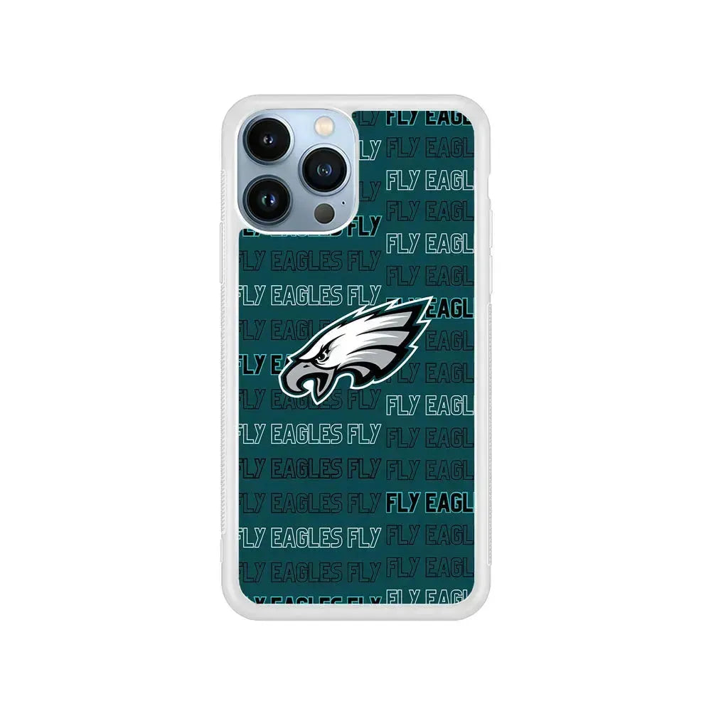 NFL Philadelphia Eagles Fly iPhone 15 Pro Max Case-Rubber / White (2D Case)-Xtracase