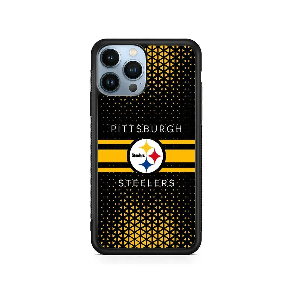 NFL Pittsburgh Steelers Logo iPhone 15 Pro Max Case-Rubber / Black (2D Case)-Xtracase