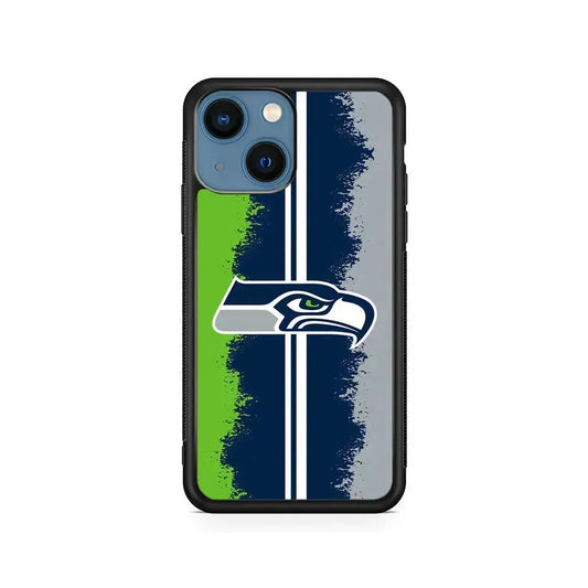NFL Seattle Seahawks Team iPhone 13 Mini Case-Rubber / Black (2D Case)-Xtracase