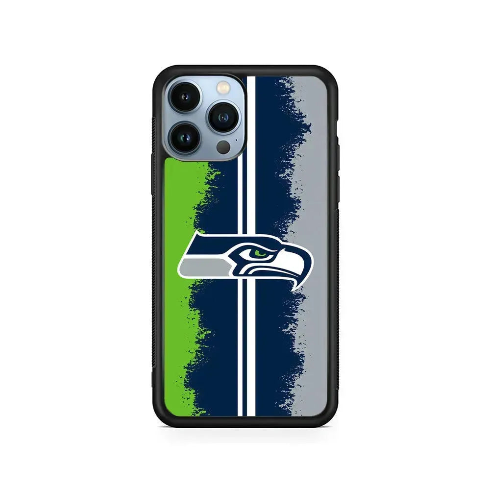 NFL Seattle Seahawks Team iPhone 15 Pro Max Case-Rubber / Black (2D Case)-Xtracase