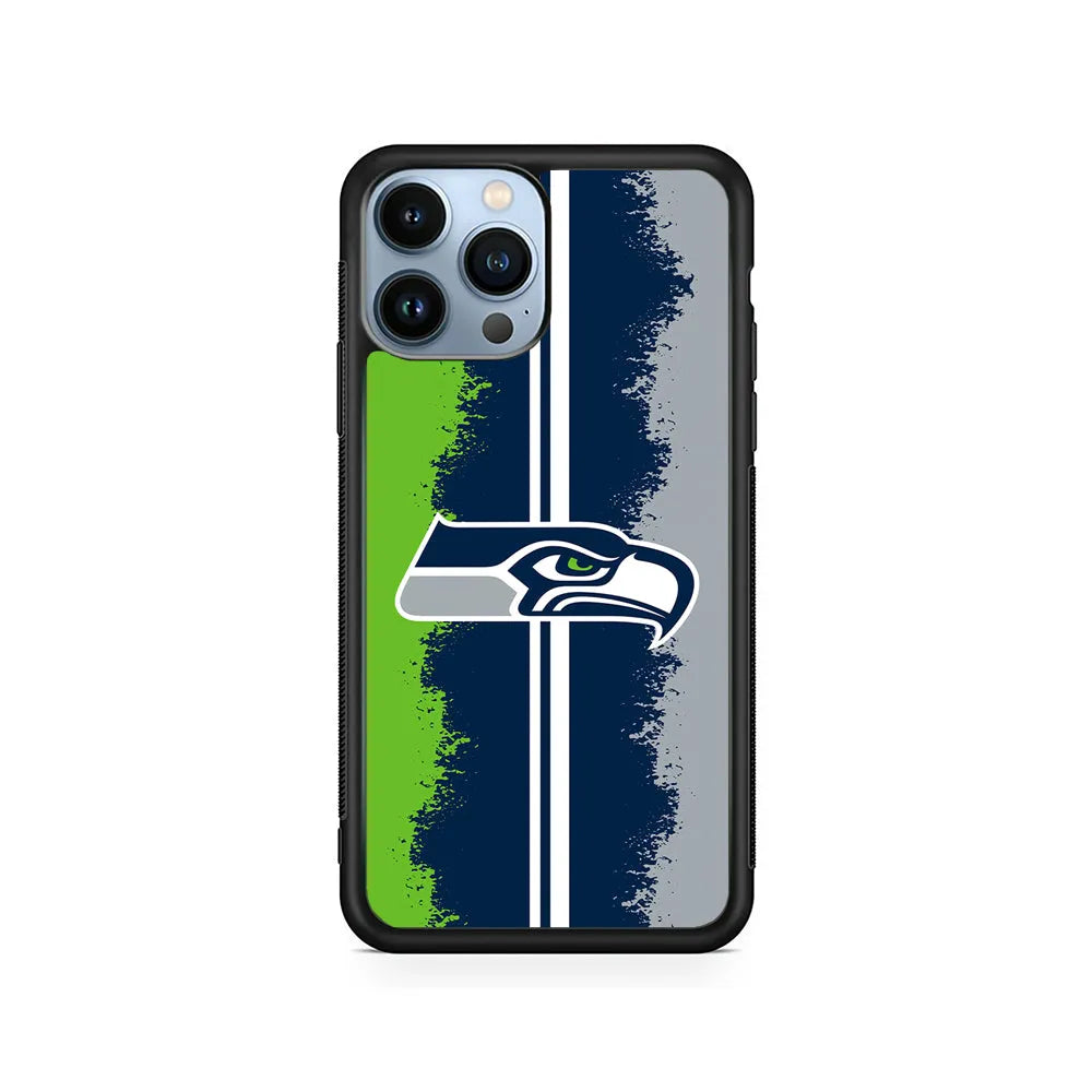NFL Seattle Seahawks Team iPhone 13 Pro Case-Rubber / Black (2D Case)-Xtracase