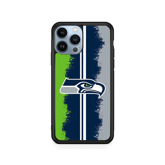 NFL Seattle Seahawks Team iPhone 13 Pro Case-Rubber / Black (2D Case)-Xtracase