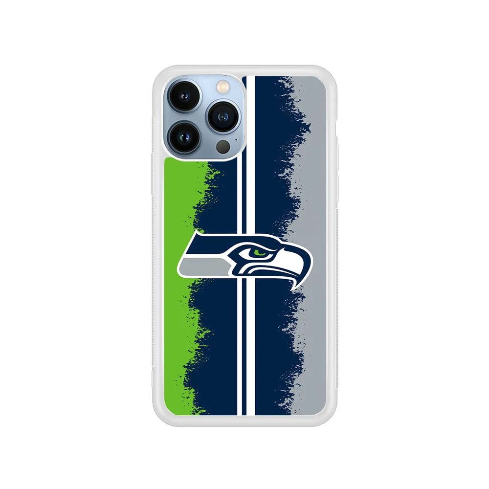 NFL Seattle Seahawks Team iPhone 13 Pro Case-Rubber / White (2D Case)-Xtracase
