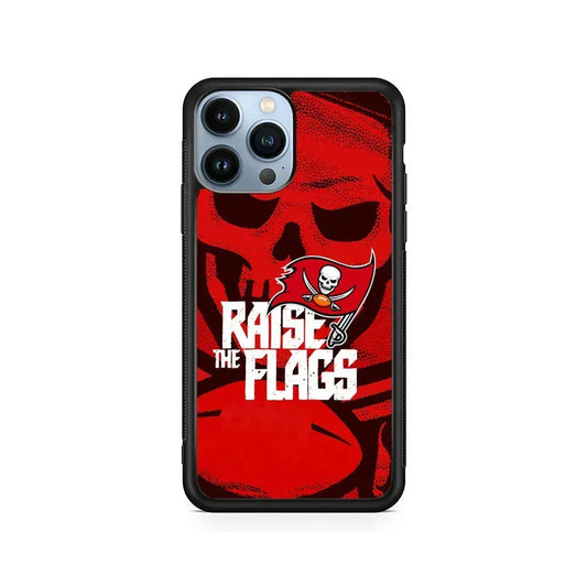 NFL Tampa Bay Buccaneers Flags iPhone 15 Pro Max Case-Rubber / Black (2D Case)-Xtracase