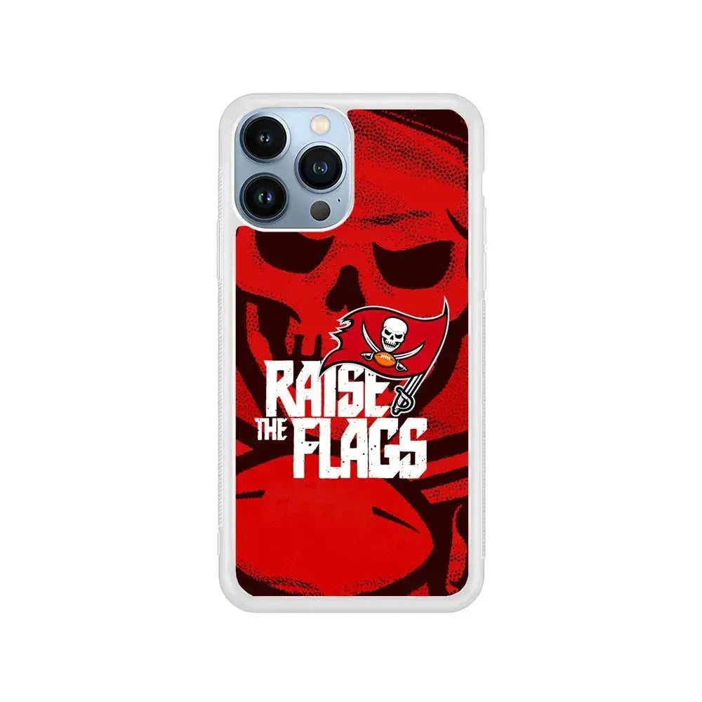 NFL Tampa Bay Buccaneers Flags iPhone 15 Pro Max Case-Rubber / White (2D Case)-Xtracase