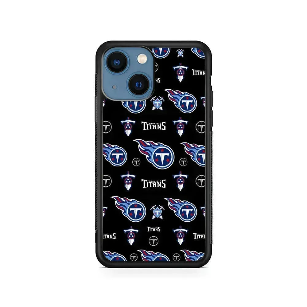 NFL Tennessee Titans Pattern iPhone 13 Mini Case-Rubber / Black (2D Case)-Xtracase