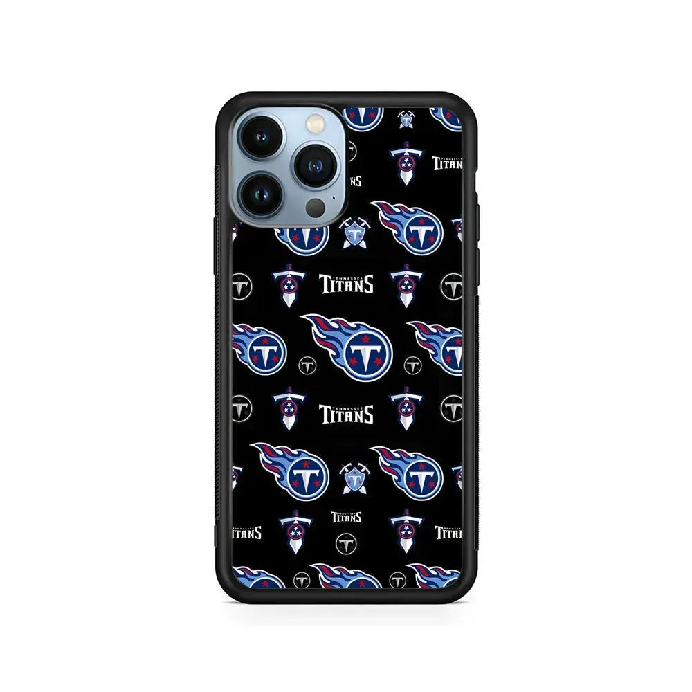 NFL Tennessee Titans Pattern iPhone 15 Pro Max Case-Rubber / Black (2D Case)-Xtracase