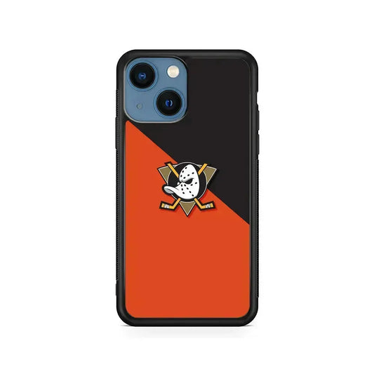 NHL Anaheim Ducks Team iPhone 13 Mini Case-Rubber / Black (2D Case)-Xtracase