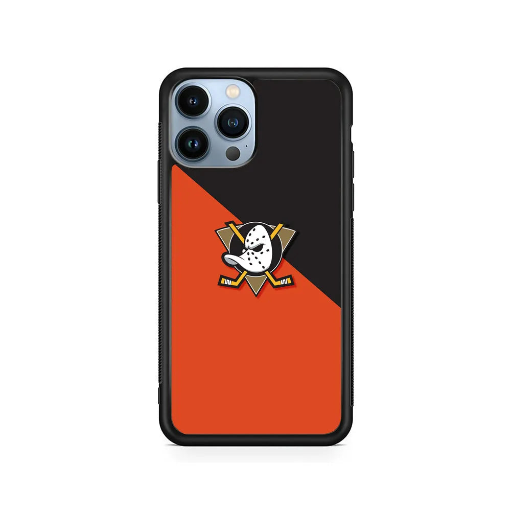 NHL Anaheim Ducks Team iPhone 13 Pro Case-Rubber / Black (2D Case)-Xtracase