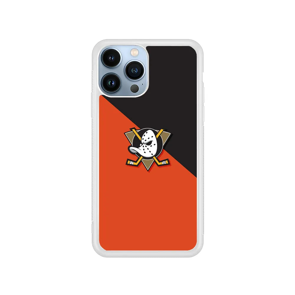 NHL Anaheim Ducks Team iPhone 13 Pro Case-Rubber / White (2D Case)-Xtracase