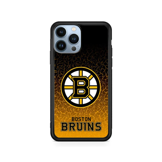 NHL Boston Bruins Team iPhone 13 Pro Max Case-Rubber / Black (2D Case)-Xtracase