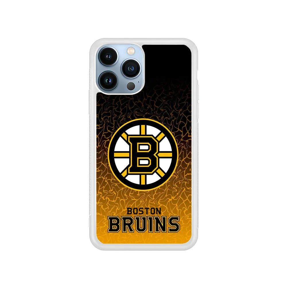 NHL Boston Bruins Team iPhone 13 Pro Case-Rubber / White (2D Case)-Xtracase