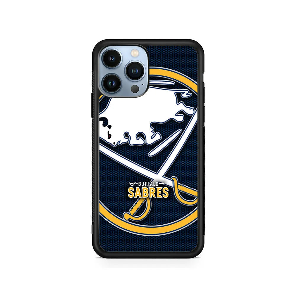NHL Buffalo Sabres Logo iPhone 13 Pro Case-Rubber / Black (2D Case)-Xtracase