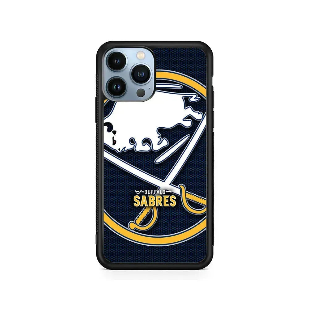 NHL Buffalo Sabres Logo iPhone 15 Pro Max Case-Rubber / Black (2D Case)-Xtracase