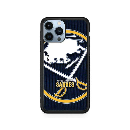 NHL Buffalo Sabres Logo iPhone 15 Pro Max Case-Rubber / Black (2D Case)-Xtracase