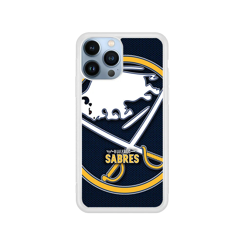NHL Buffalo Sabres Logo iPhone 13 Pro Case-Rubber / White (2D Case)-Xtracase