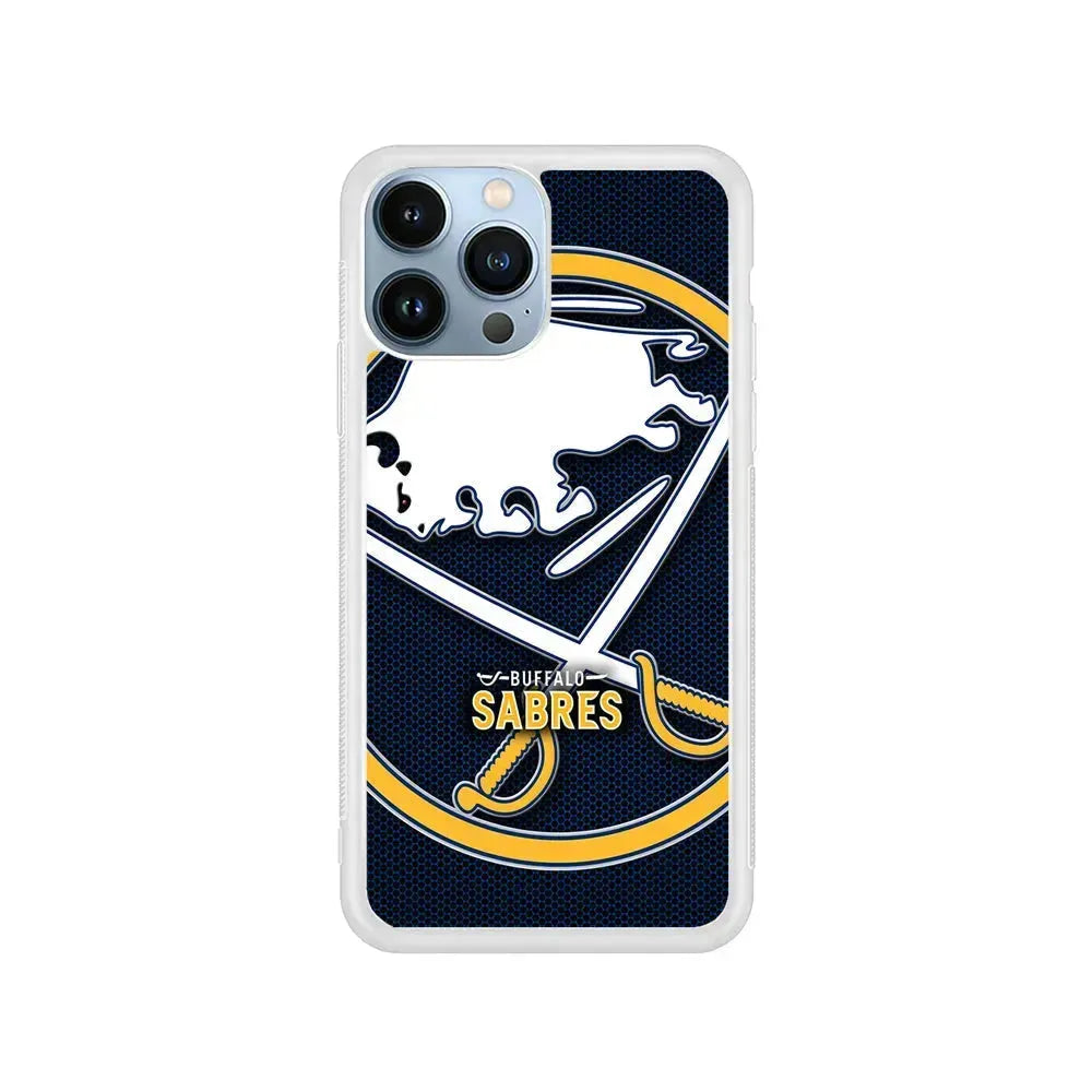 NHL Buffalo Sabres Logo iPhone 15 Pro Max Case-Rubber / White (2D Case)-Xtracase