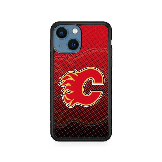 NHL Calgary Flames Dot iPhone 13 Mini Case-Rubber / Black (2D Case)-Xtracase