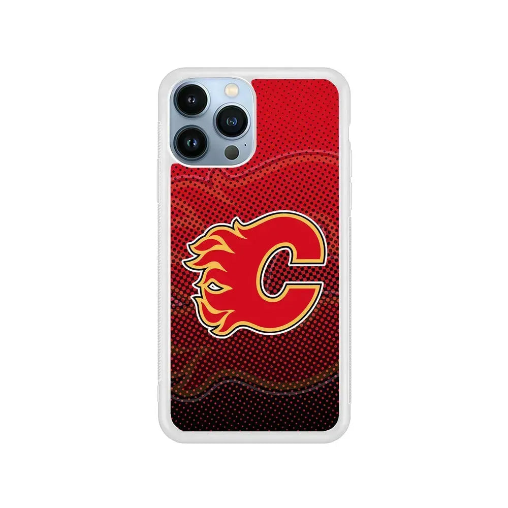 NHL Calgary Flames Dot iPhone 15 Pro Max Case-Rubber / White (2D Case)-Xtracase