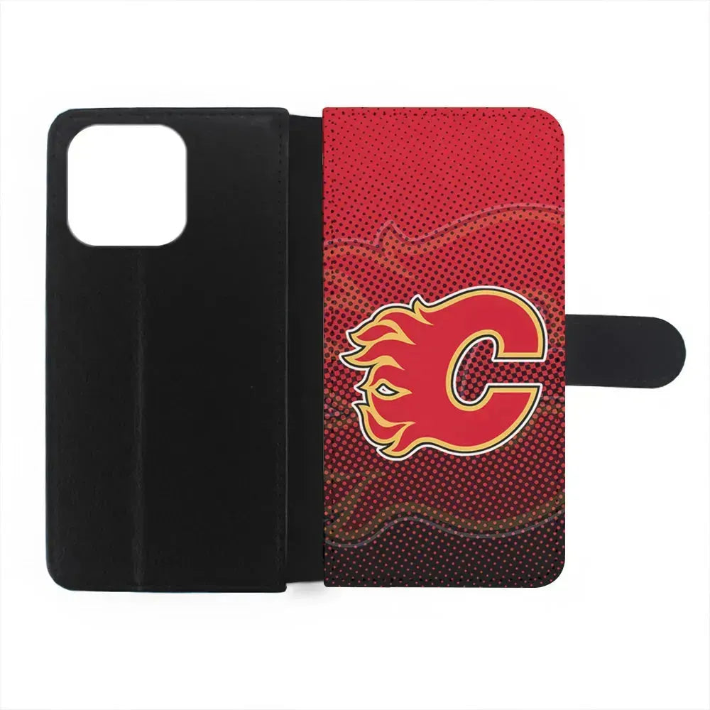 NHL Calgary Flames Dot iPhone 15 Pro Max Case-Flip Wallet Case-Xtracase