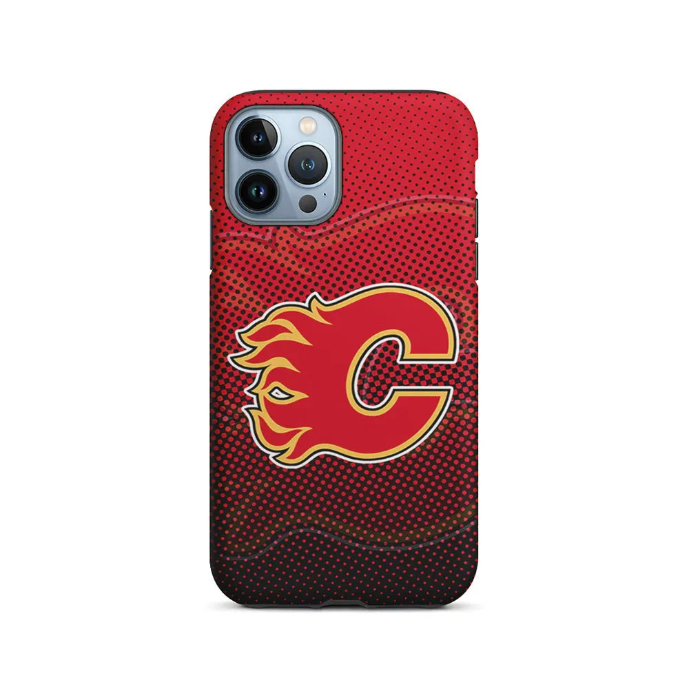 NHL Calgary Flames Dot iPhone 13 Pro Case-2 in 1 Tough Case-Xtracase
