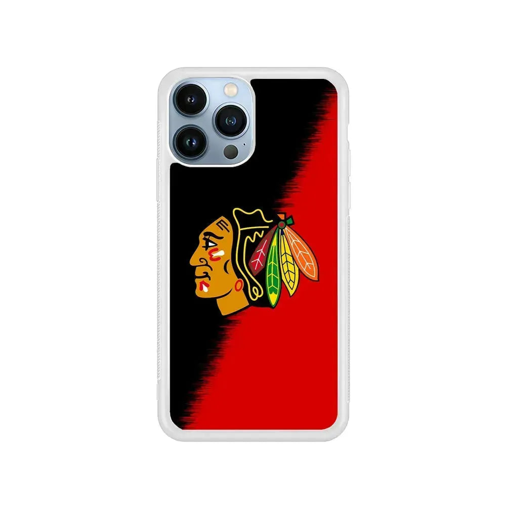 NHL Chicago Blackhawks Team iPhone 15 Pro Max Case-Rubber / White (2D Case)-Xtracase