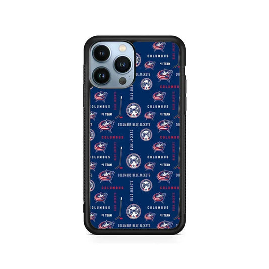 NHL Columbus Blue Jackets Design iPhone 15 Pro Max Case-Rubber / Black (2D Case)-Xtracase