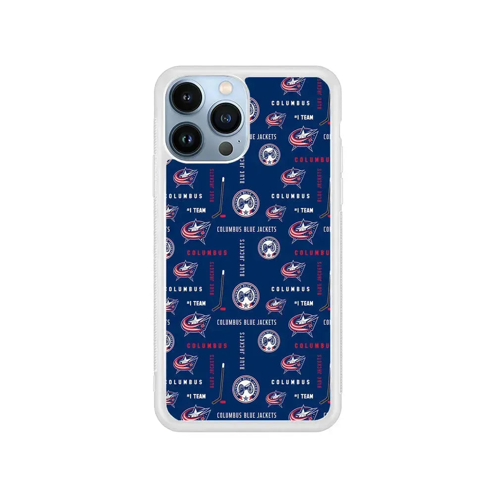 NHL Columbus Blue Jackets Design iPhone 15 Pro Max Case-Rubber / White (2D Case)-Xtracase