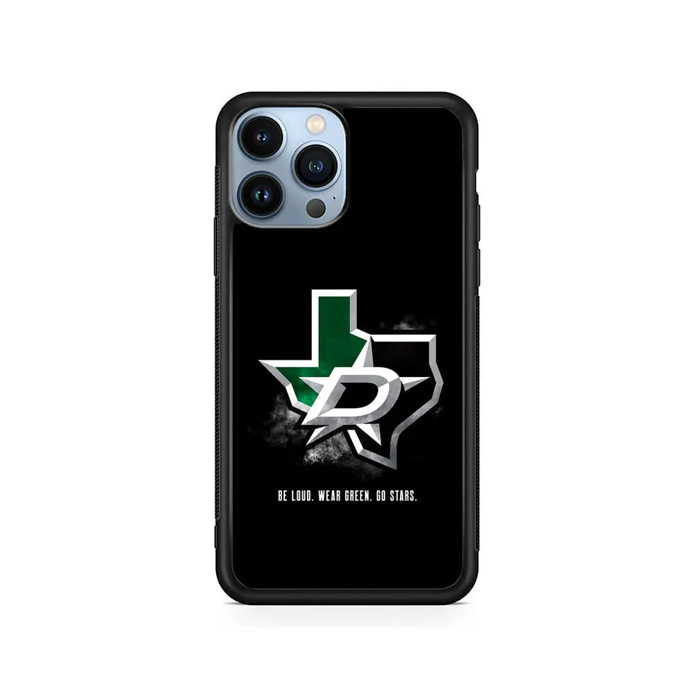 NHL Dallas Stars Be Loud iPhone 13 Pro Case-Rubber / Black (2D Case)-Xtracase