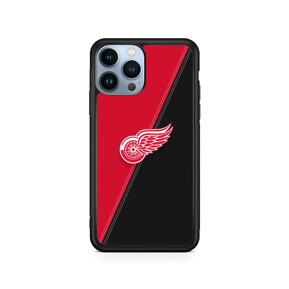 NHL Detroit Red Wings Logo iPhone 13 Pro Max Case-Rubber / Black (2D Case)-Xtracase