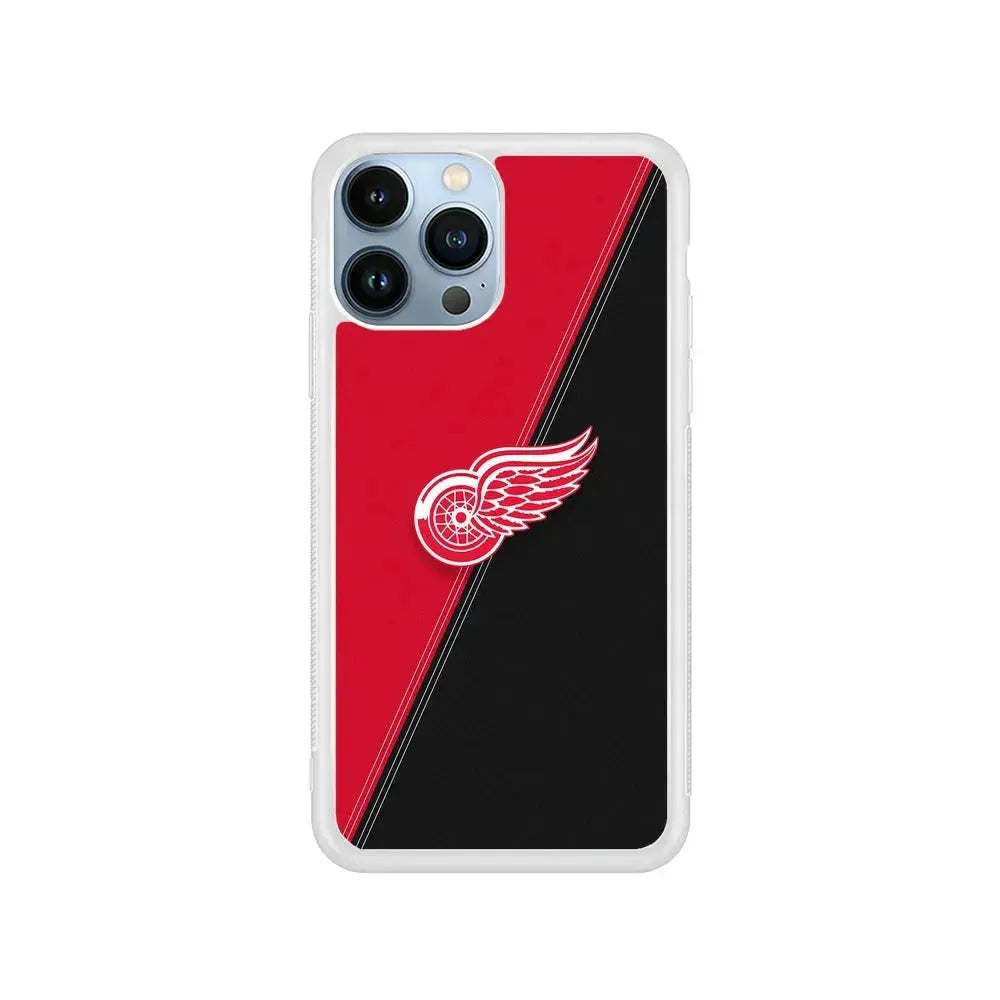 NHL Detroit Red Wings Logo iPhone 15 Pro Max Case-Rubber / White (2D Case)-Xtracase