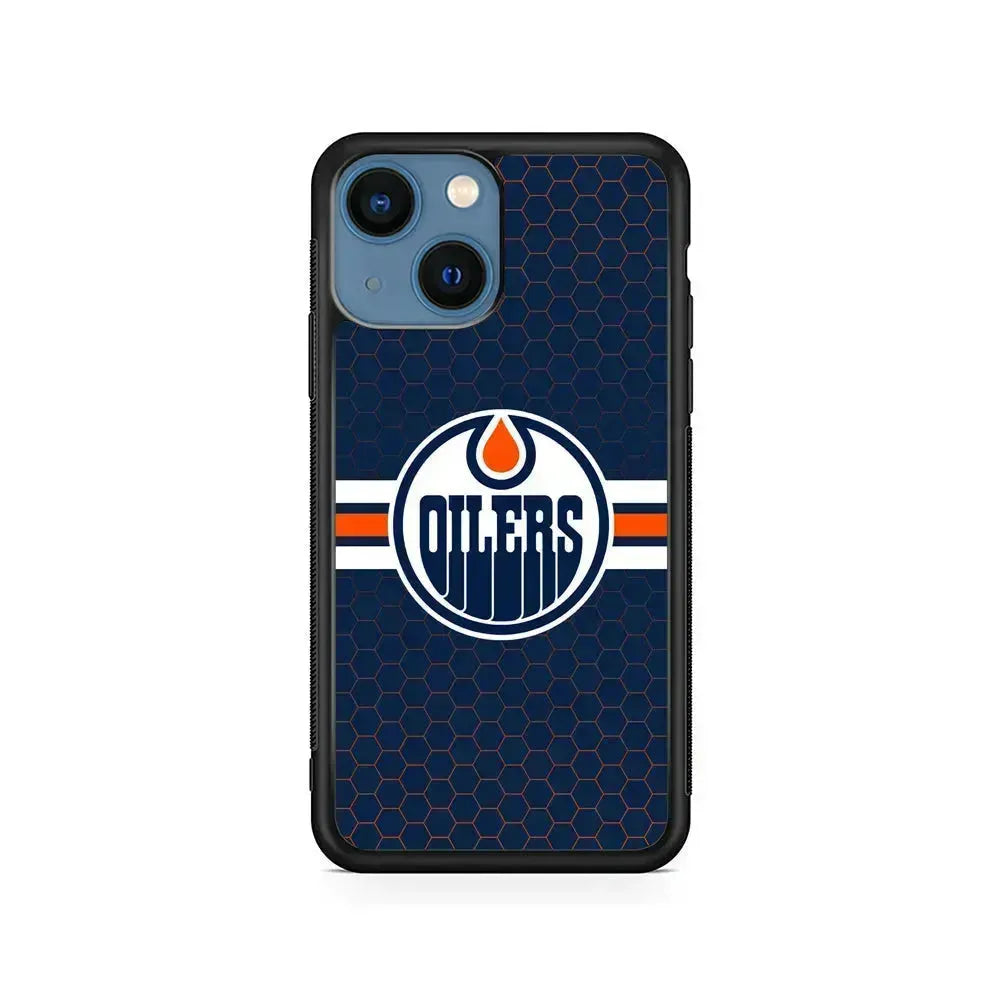 NHL Edmonton Oilers Logo iPhone 13 Mini Case-Rubber / Black (2D Case)-Xtracase