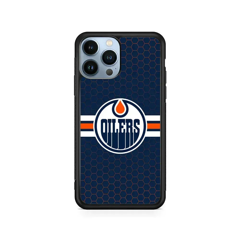NHL Edmonton Oilers Logo iPhone 15 Pro Max Case-Rubber / Black (2D Case)-Xtracase