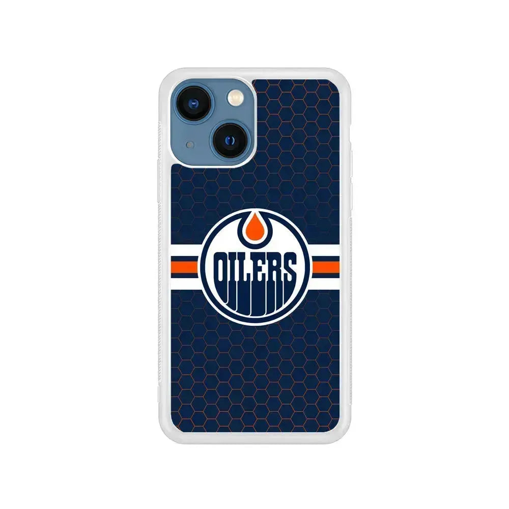 NHL Edmonton Oilers Logo iPhone 13 Mini Case-Rubber / White (2D Case)-Xtracase