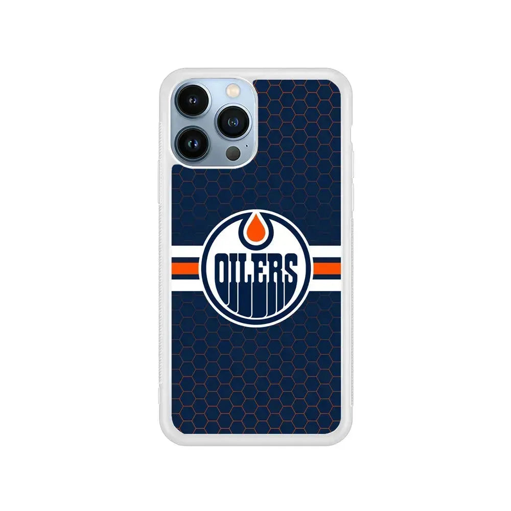 NHL Edmonton Oilers Logo iPhone 15 Pro Max Case-Rubber / White (2D Case)-Xtracase